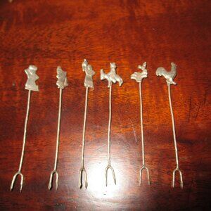 Antique Cocktail Forks Set of Six Silver